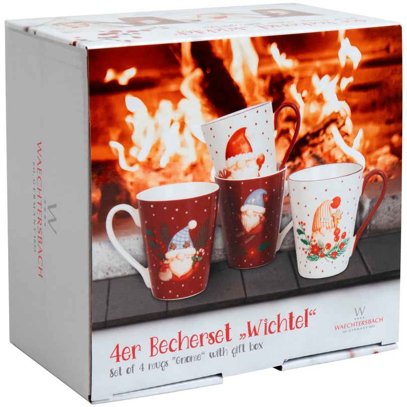 Tazza mug in confezione assortita da 4 pezzi, disegno: Gnomo ml 340/cm Ø8,9X10,2