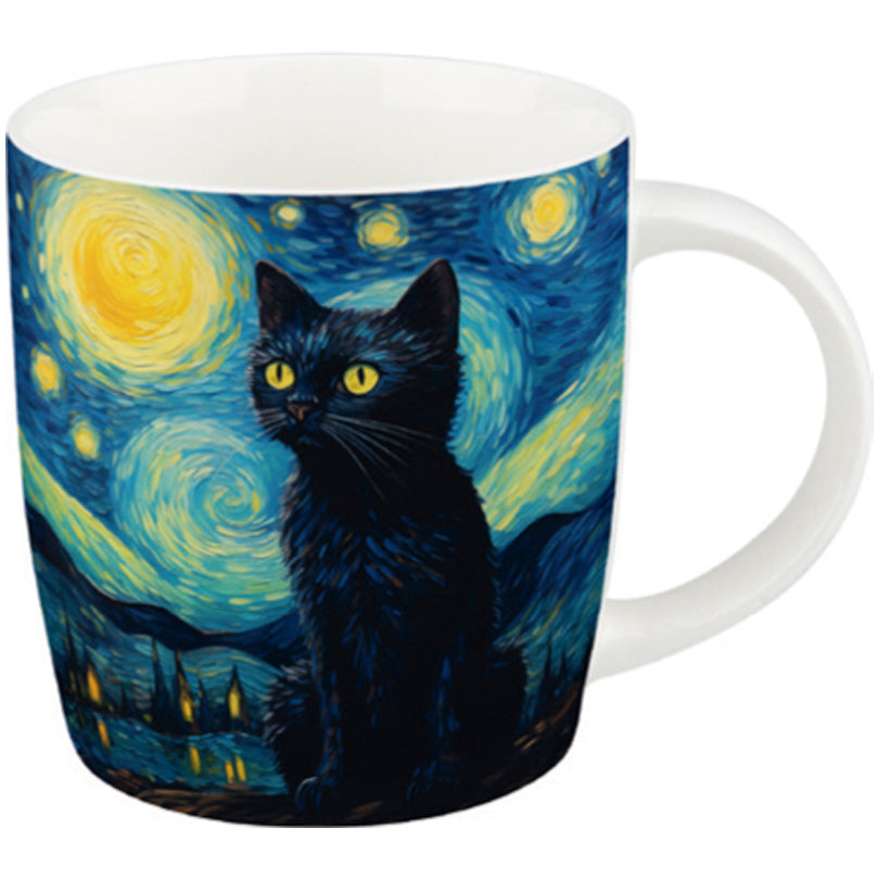 Tazza mug, disegno: Arty Animals - Van Gogh's Cat ml 400/cm Ø8,5x9,2