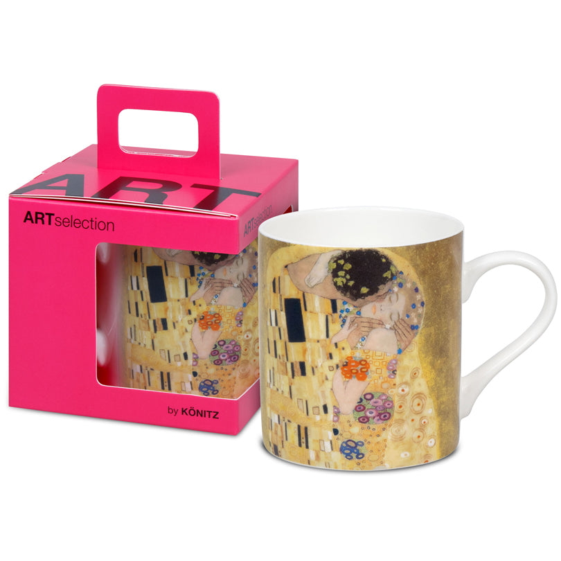 Tazza in confezione regalo, disegno: Art Selection - Der Kuss I (Il Bacio) by Gustav Klimt ml 400/cm Ø8,8x9,2