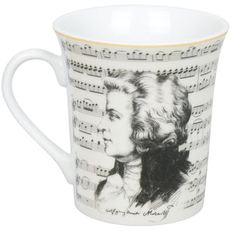Tazza mug, disegno: Compositori -  Wolfgang Amadeus Mozart ml 410/cm Ø9,8x10,5