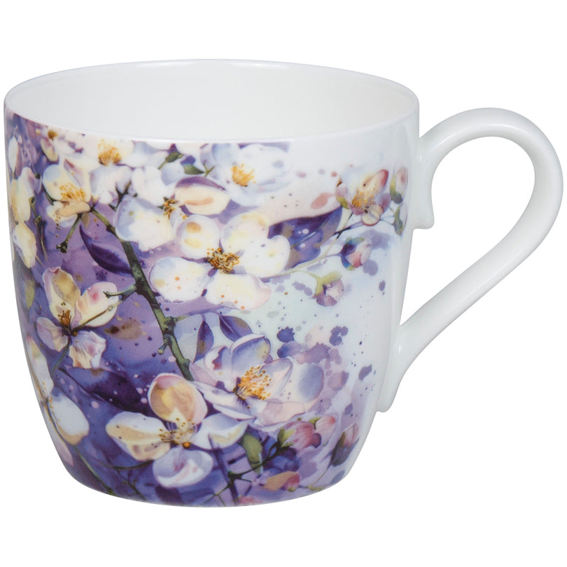Tazza mug, disegno: Purple Blossoms ml 425/cm Ø9,7x8,9