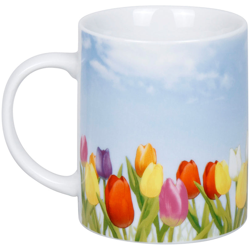 Tazza mug, disegno: Prato di tulipani ml 300/cm Ø8x9,5