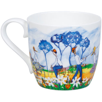 Tazza mug, disegno: Portchie - Kites and Cycling ml 425/cm Ø9,7x8,9
