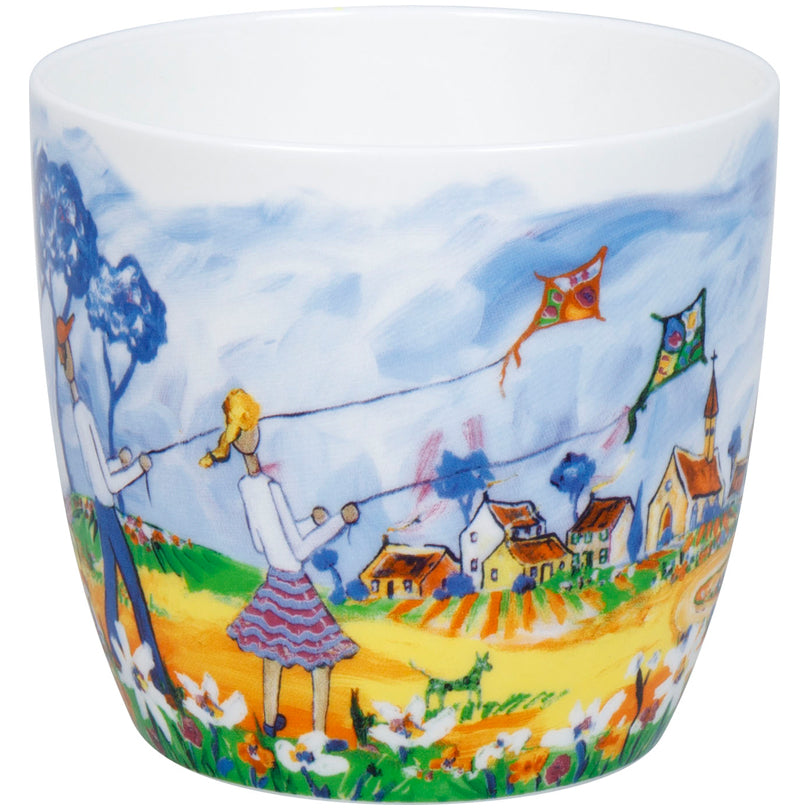 Tazza mug, disegno: Portchie - Kites and Cycling ml 425/cm Ø9,7x8,9