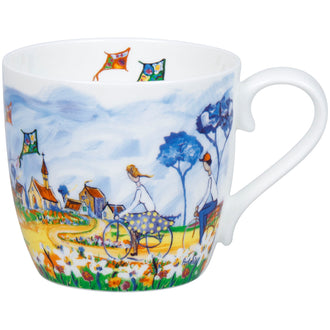 Tazza mug, disegno: Portchie - Kites and Cycling ml 425/cm Ø9,7x8,9