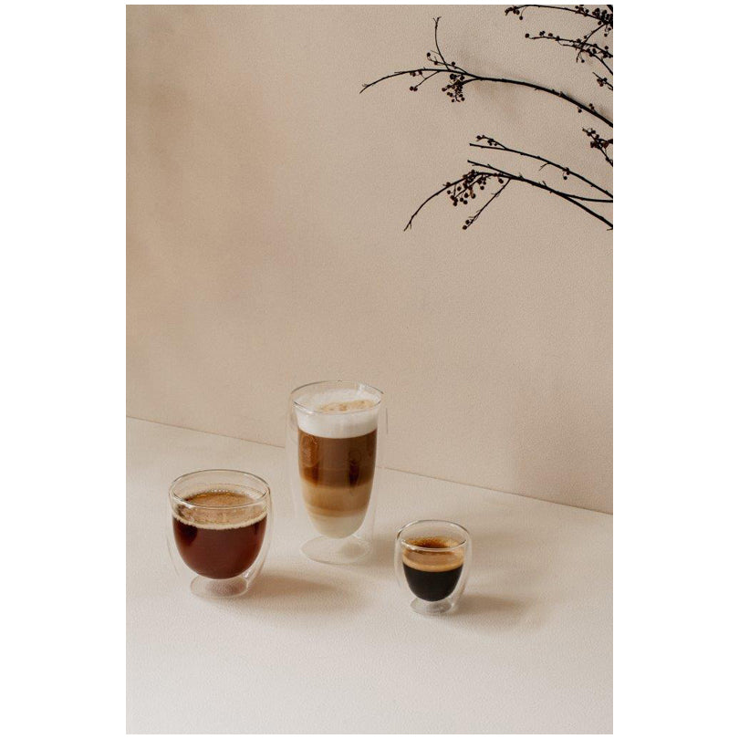 Tazzina caffè a doppia parete con cucchiaino di bambù, confezione 3 pezzi ml 80/cm Ø6x6,5