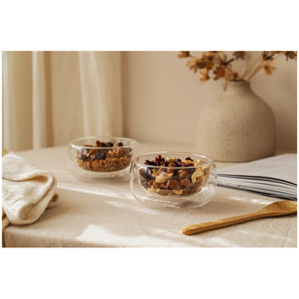 Coppa dessert a doppia parete con cucchiaino in bambù, confezione 2 pezzi cml 280/cm Ø12x6