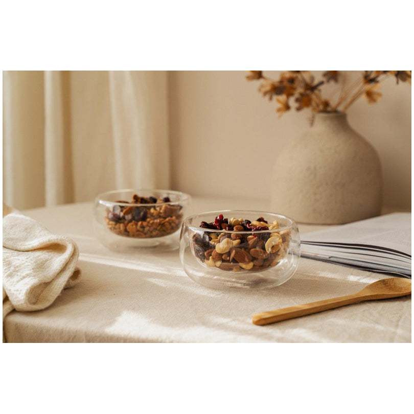 Coppa dessert a doppia parete con cucchiaino in bambù, confezione 2 pezzi cml 280/cm Ø12x6