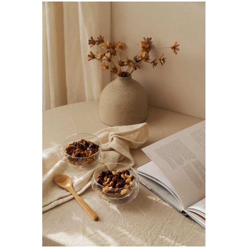 Coppa dessert a doppia parete con cucchiaino in bambù, confezione 2 pezzi cml 280/cm Ø12x6