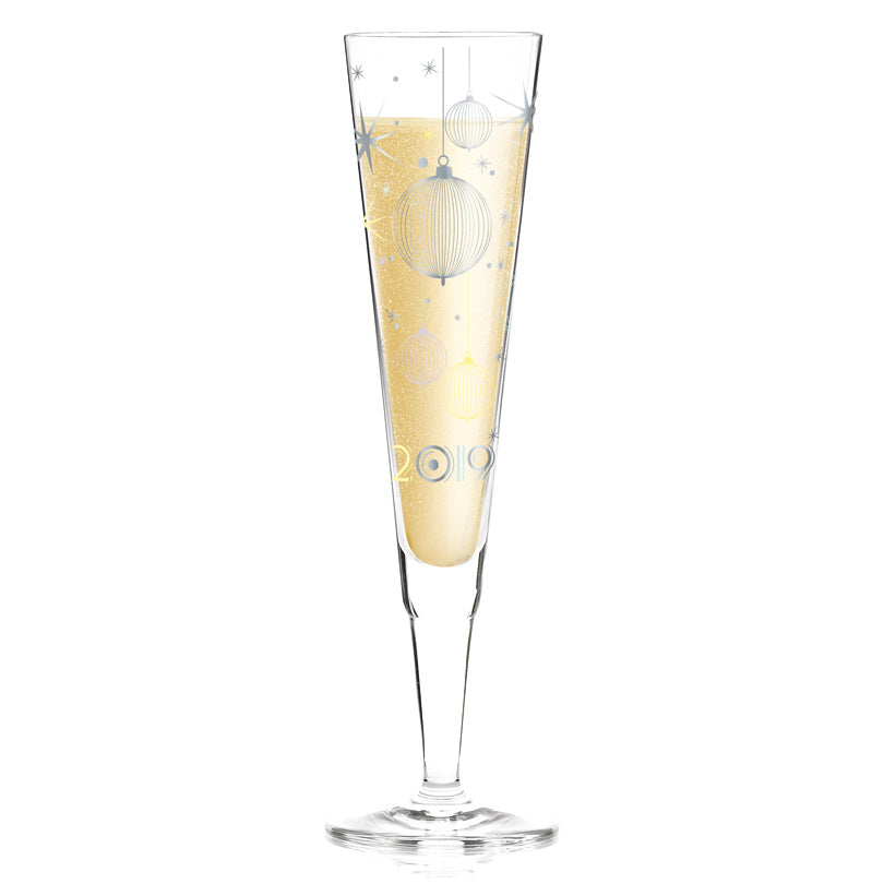 Calice champagne con tovagliolo in tessuto "Champus - Concetta Lorenzo 2019" cl 20/cm 6x24
