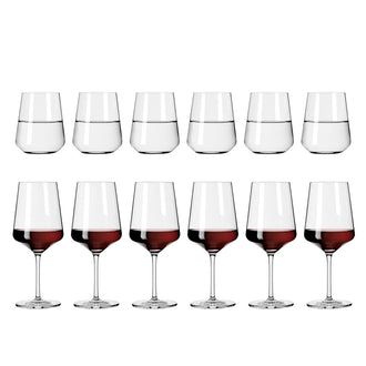 Set Calice vino rosso & Bicchiere acqua "Lichtweiss Julie Red", 12 pezzi l 0,5