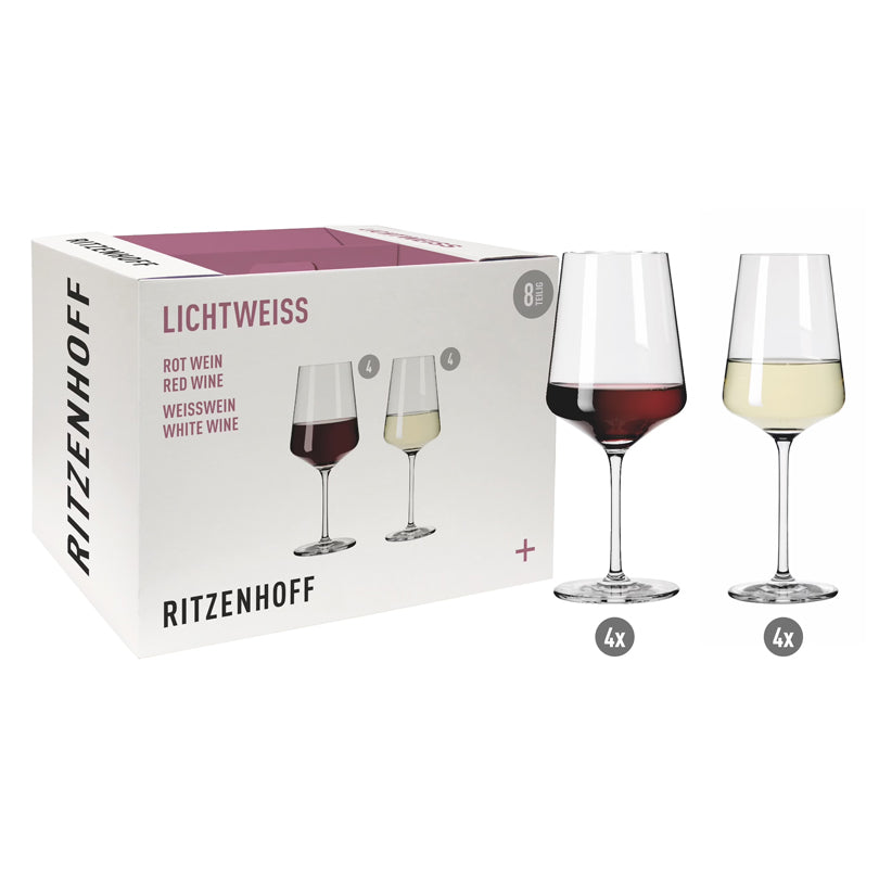 Set Calice vino rosso & Calice vino bianco "Lichtweiss Julie Red/White", 8 pezzi l 0,54/0,40