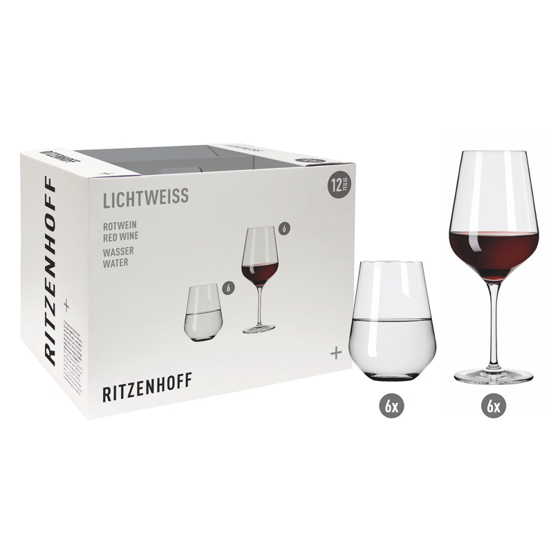 Set Calice vino rosso & Bicchiere acqua "Lichtweiss Aurelie Red", 12 pezzi l 0,57/0,54