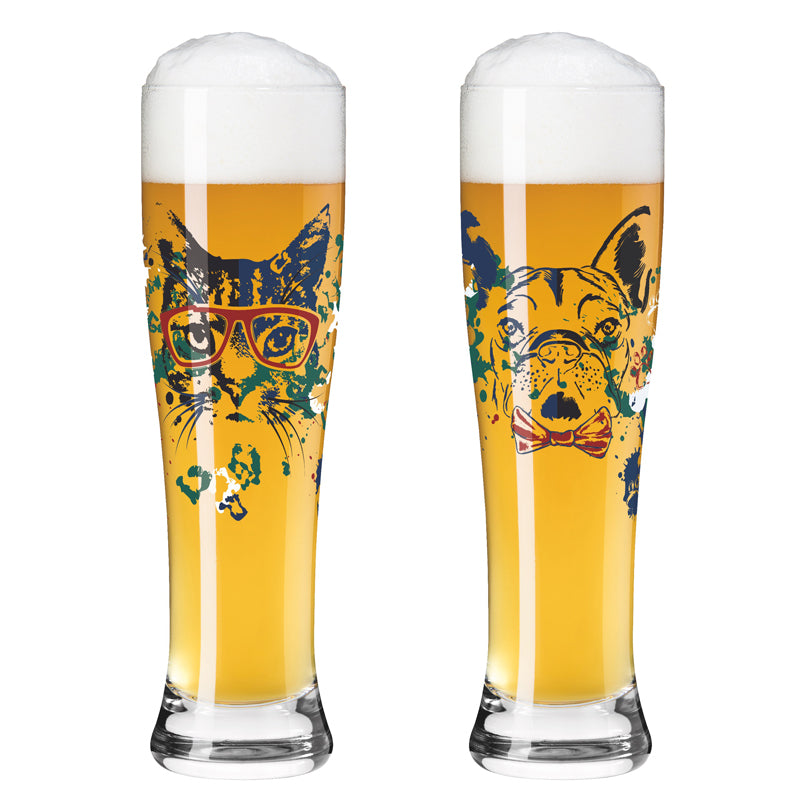 Bicchiere birra Weizen "Petfluenzer #1 - Oliveira", confezione assortita da 2 pezzi cl 65/cm Ø7,5x25,4