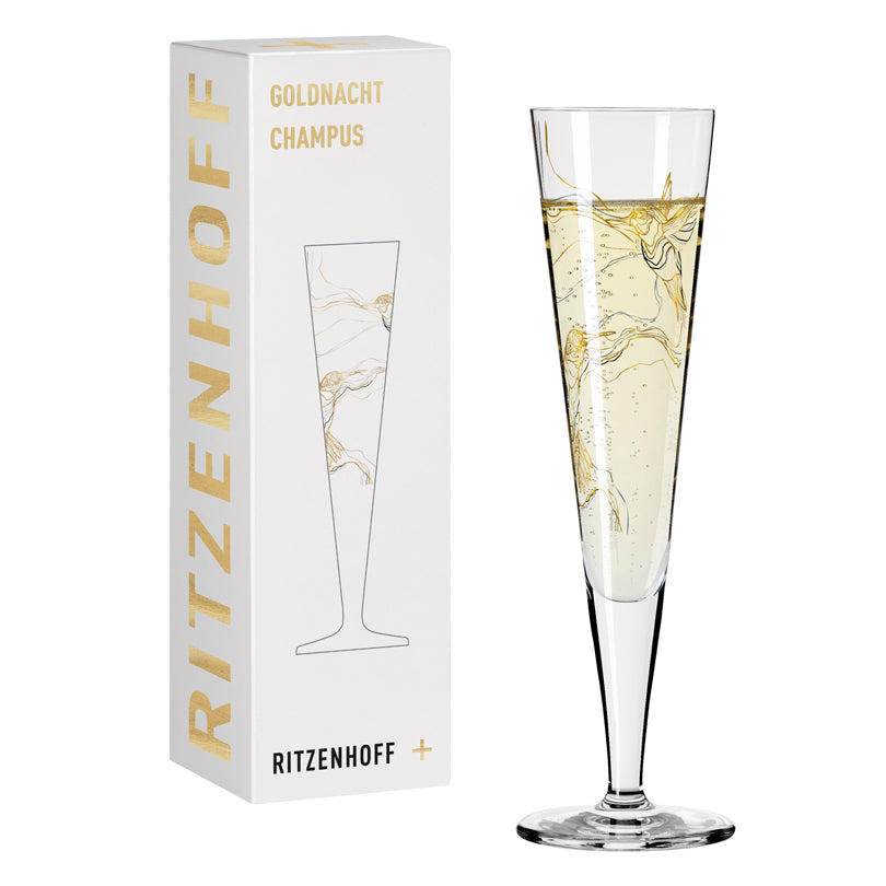 Calice champagne Champus "Goldnacht #8 -  Marvin Benzoni Kolibri" cl 20/cm Ø7,2x24