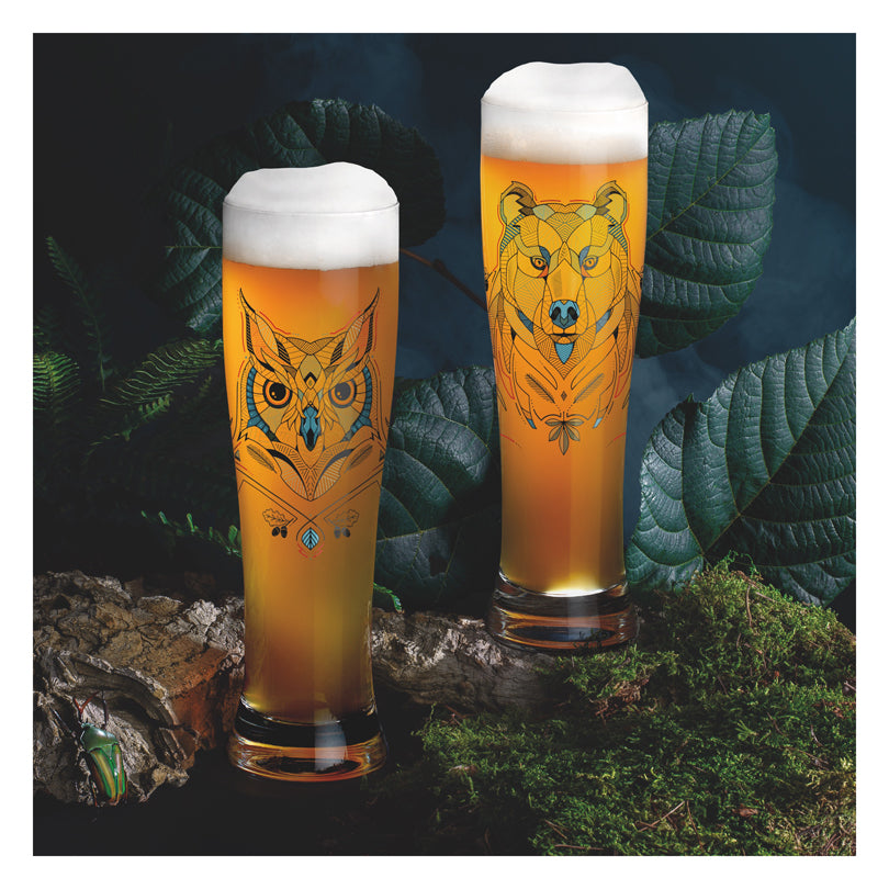 Bicchiere birra weizen "Brauchzeit #2 - Sonja Eikler Volpe & Lupo", confezione assortita da 2 pezzi cl 65/cm Ø7,5x25,4