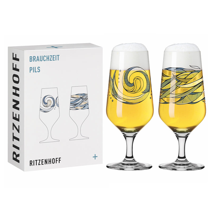 Bicchiere birra Pils "Brauchzeit #2 - Andreas Preis Acqua", confezione 2 pezzi cl 37/cm Ø7,5x18,3