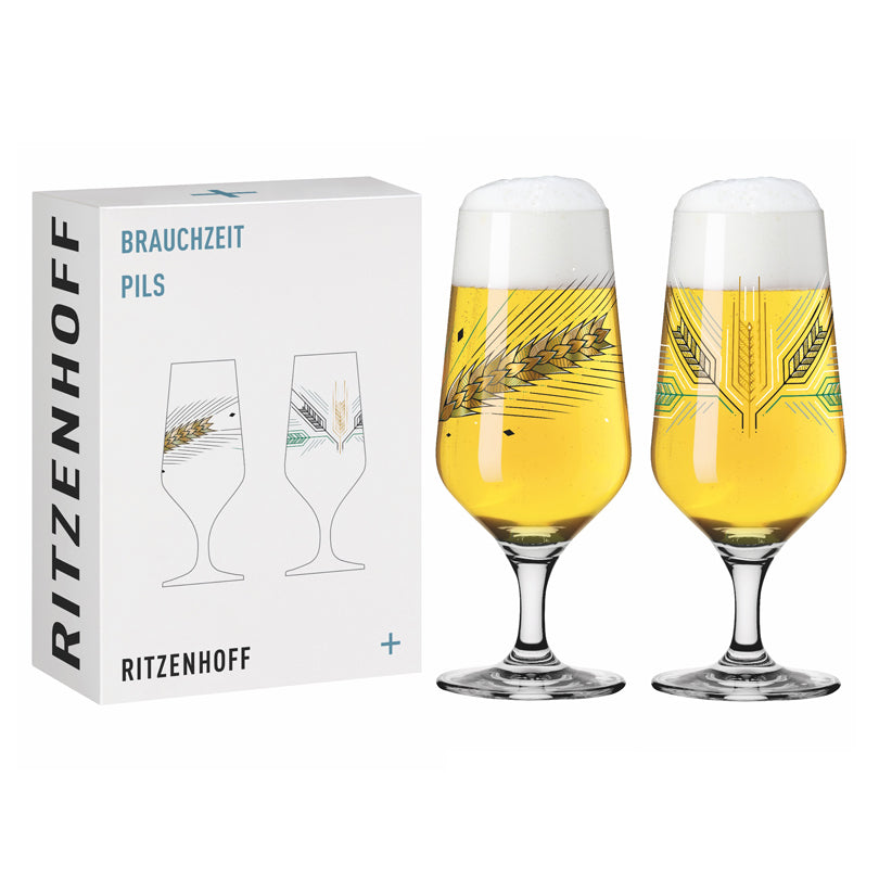 Bicchiere birra Pils "Brauchzeit #3 - Andreas Preis Orzo", confezione 2 pezzi cl 37/cm Ø7,5x18,3