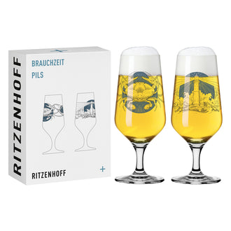 Bicchiere birra Pils "Brauchzeit #4 - P. Harris", confezione 2 pezzi cl 37/cm Ø7,5x18,3