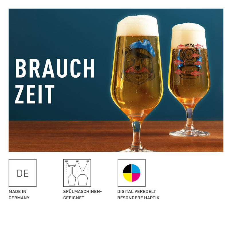Bicchiere birra Pils "Brauchzeit #4 - P. Harris", confezione 2 pezzi cl 37/cm Ø7,5x18,3