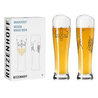 Bicchiere birra Weizen "Brauchzeit #9 - A. Vasconcelos Vichingo", confezione assortita da 2 pezzi cl 65/cm Ø7,5x25,4