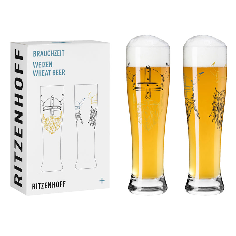 Bicchiere birra Weizen "Brauchzeit #9 - A. Vasconcelos Vichingo", confezione assortita da 2 pezzi cl 65/cm Ø7,5x25,4