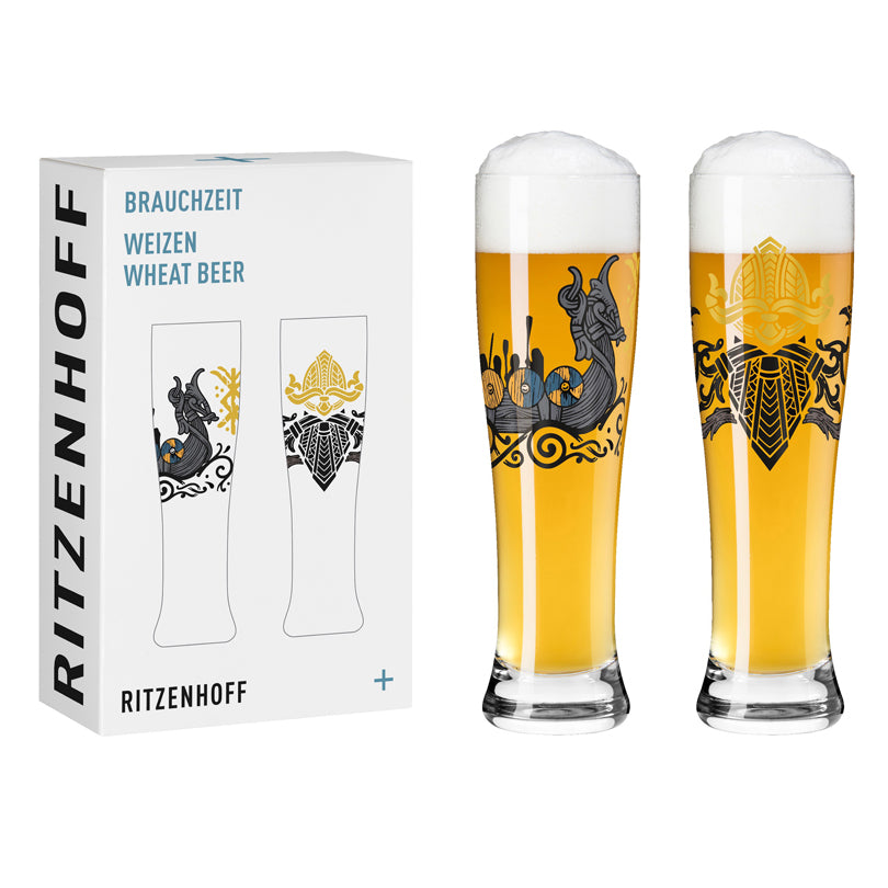 Bicchiere birra Weizen "Brauchzeit #10 - J. Vanis Vichingo I", confezione assortita da 2 pezzi cl 65/cm Ø7,5x25,4
