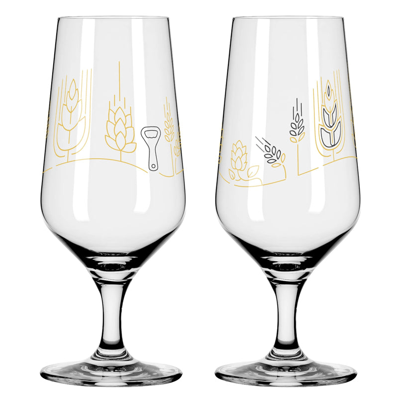 Bicchiere birra Pils "Brauchzeit #6 - S. Eikler", confezione assortita da 2 pezzi cl 37/cm Ø7,5x18,3