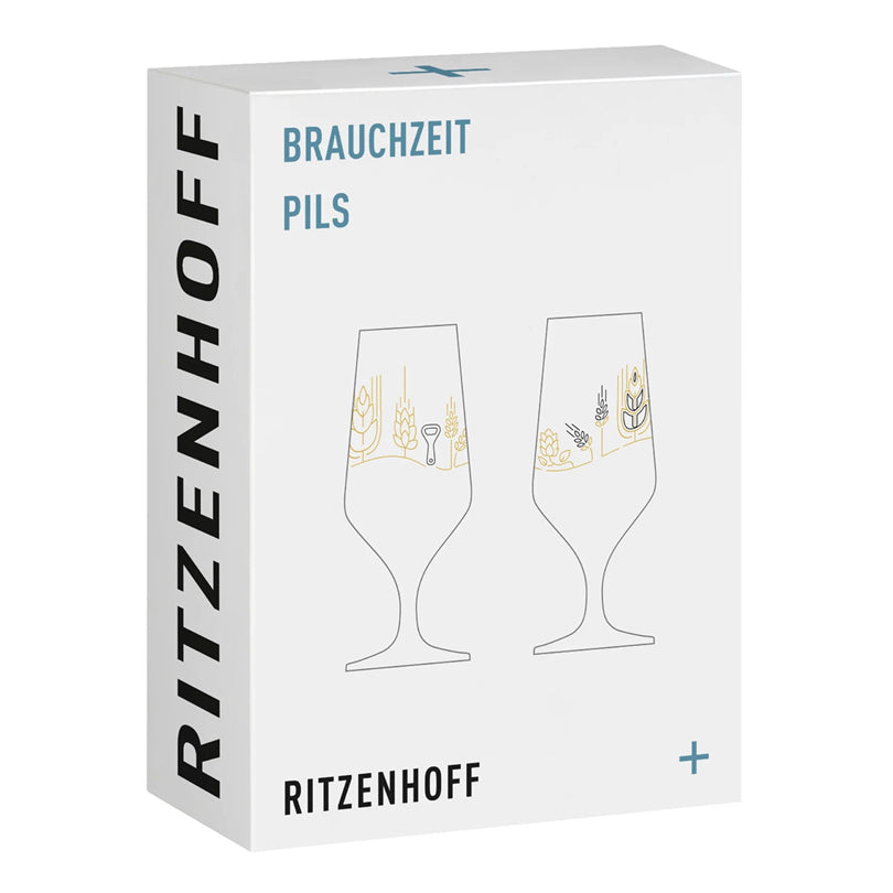 Bicchiere birra Pils "Brauchzeit #6 - S. Eikler", confezione assortita da 2 pezzi cl 37/cm Ø7,5x18,3