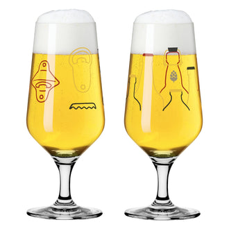 Bicchiere birra Pils "Brauchzeit #7 - A. Vasconcelos", confezione assortita da 2 pezzi cl 37/cm Ø7,5x18,3