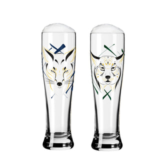 Bicchiere birra Weizen "Brauchzeit #12 - A. Vasconcelos", confezione assortita da 2 pezzi cl 65/cm Ø7,5x25,4