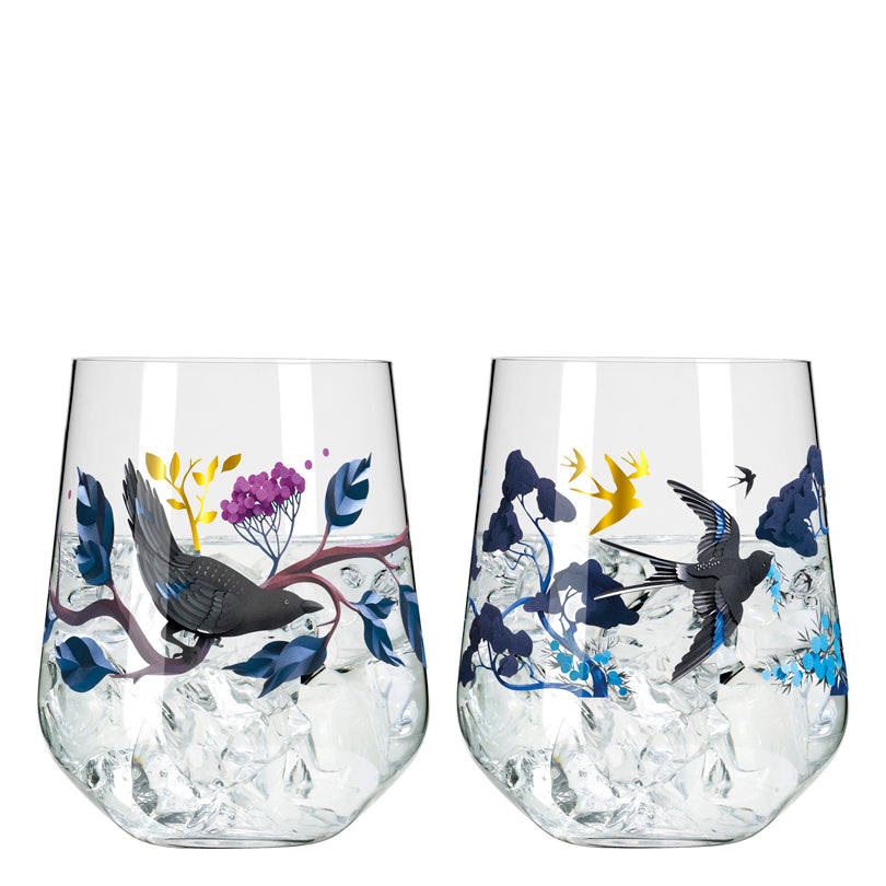 Tumbler/Bicchiere Gin Tonic "Botanic Glamour #1 - Horscroft", confezione assortita da 2 pezzi cl 71/cm Ø10,2x12,4