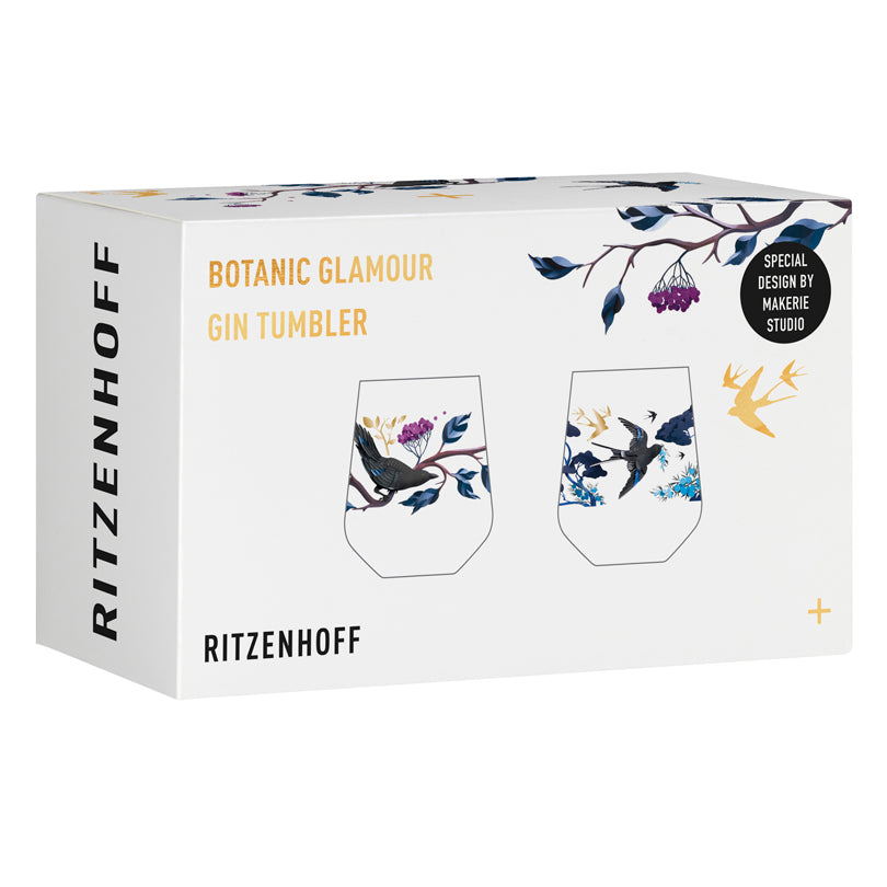 Tumbler/Bicchiere Gin Tonic "Botanic Glamour #1 - Horscroft", confezione assortita da 2 pezzi cl 71/cm Ø10,2x12,4
