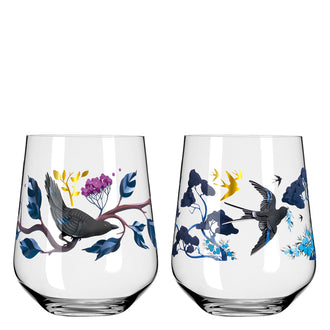Tumbler/Bicchiere Gin Tonic "Botanic Glamour #1 - Horscroft", confezione assortita da 2 pezzi cl 71/cm Ø10,2x12,4