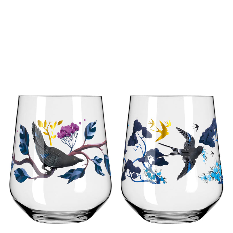 Tumbler/Bicchiere Gin Tonic "Botanic Glamour #1 - Horscroft", confezione assortita da 2 pezzi cl 71/cm Ø10,2x12,4
