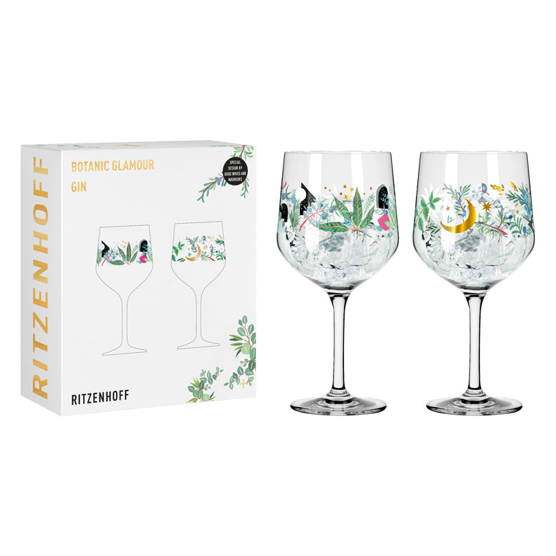 Calice Gin Tonic "Botanic Glamour #2 - GWAW", confezione assortita da 2 pezzi cl 72/cm Ø10,7x21,8