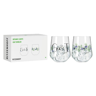 Tumbler/Bicchiere Gin Tonic "Botanic Lights #2 - RDT", confezione assortita da 2 pezzi cl 71/cm Ø10,2x12,4
