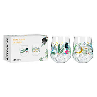 Tumbler/Bicchiere Gin Tonic "Botanic Glamour #2 - GWAW", confezione assortita da 2 pezzi cl 71/cm Ø10,2x12,4