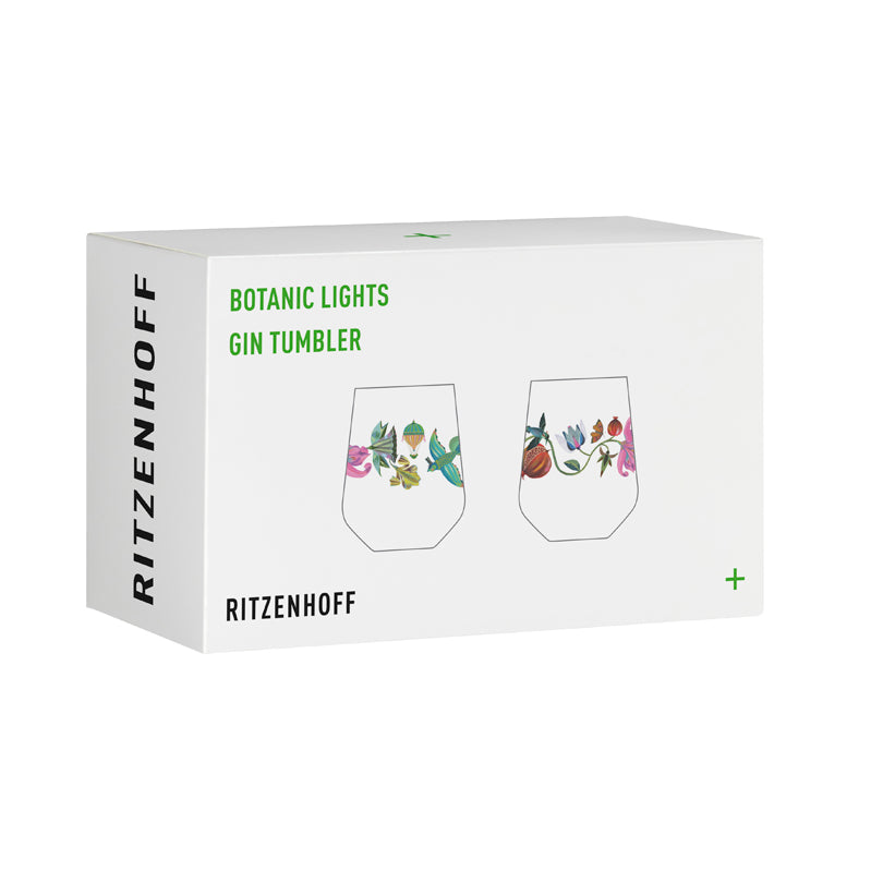 Tumbler/Bicchiere Gin Tonic "Botanic Lights #3 - O.Hajek", confezione assortita da 2 pezzi cl 71/cm Ø10,2x12,4