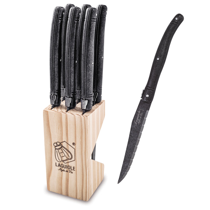 Set 6 coltelli da bistecca "Premium Line - Black Stonewash" cm 11