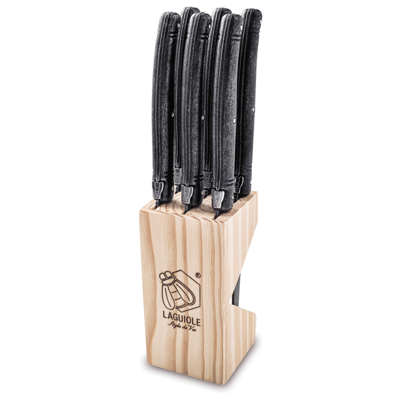 Set 6 coltelli da bistecca "Premium Line - Black Stonewash" cm 11