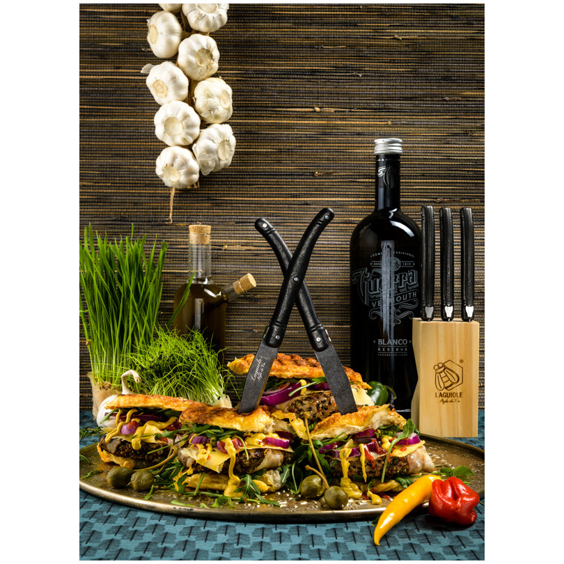 Set 6 coltelli da bistecca "Premium Line - Black Stonewash" cm 11