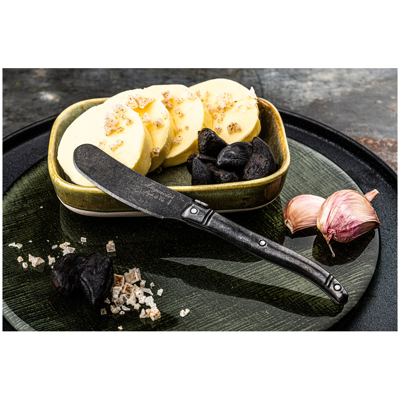 Coltello spalmaburro "Premium Line - Black Stonewash", confezione 4 pezzi cm 6,5