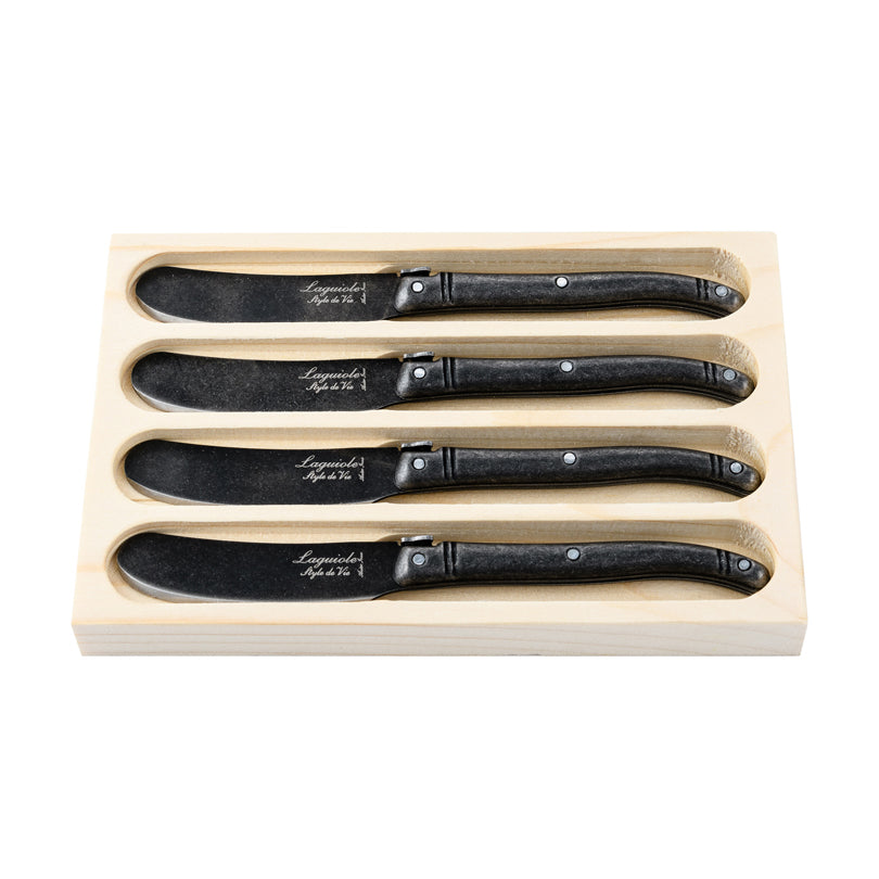 Coltello spalmaburro "Premium Line - Black Stonewash", confezione 4 pezzi cm 6,5