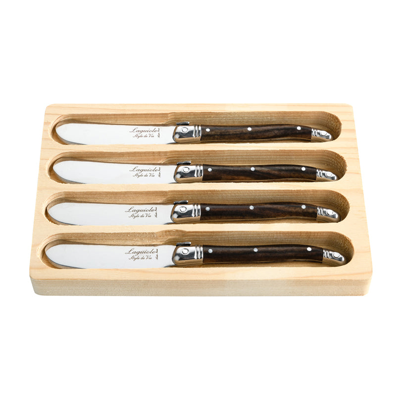 Coltello spalmaburro "Premium Line - Dark Wood", confezione 4 pezzi cm 6,5