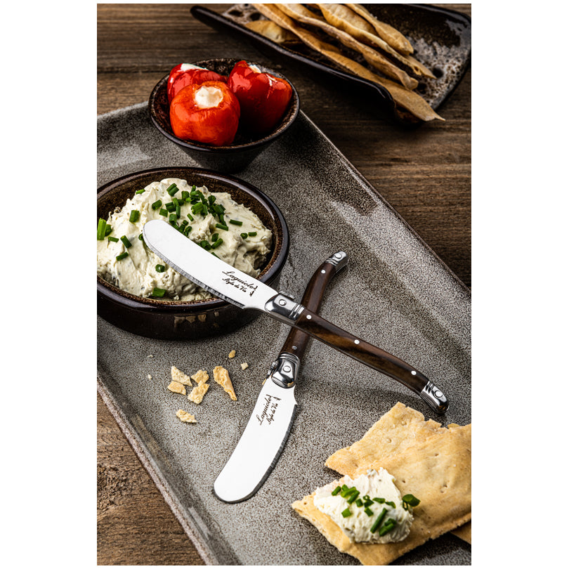 Coltello spalmaburro "Premium Line - Dark Wood", confezione 4 pezzi cm 6,5