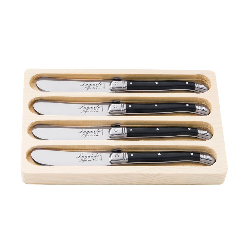 Coltello spalmaburro "Premium Line - Black", confezione 4 pezzi cm 6,5