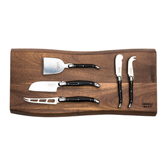Set 5 coltelli formaggio "Premium Line" con tagliere in acacia cm 5,5-9,5