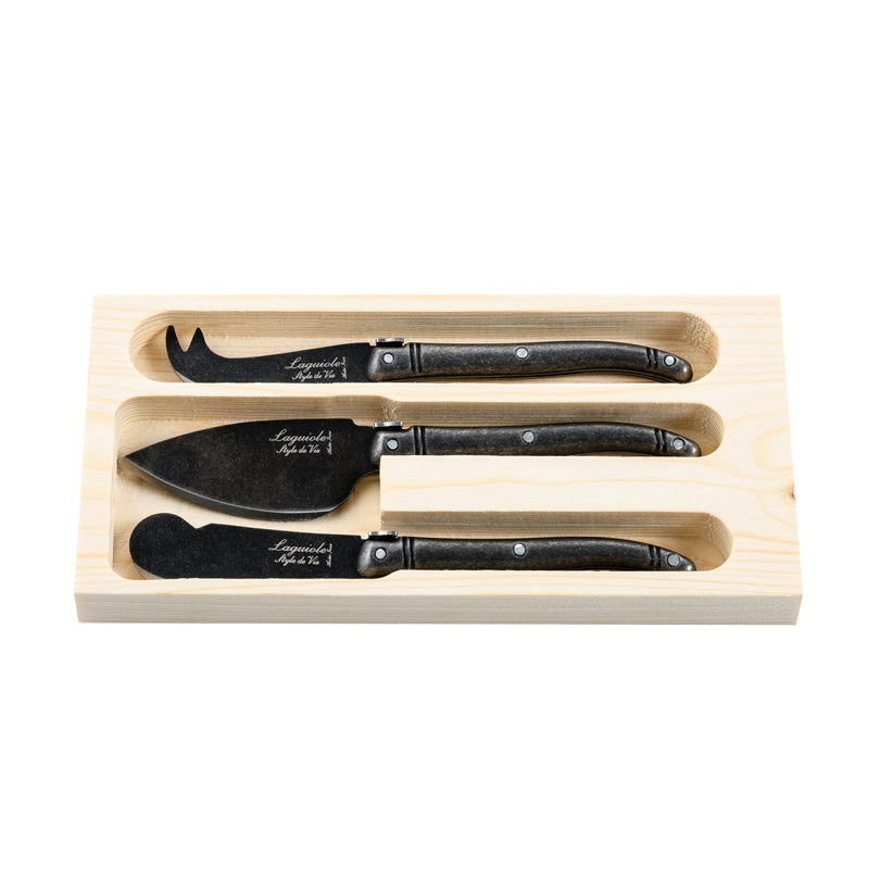 Set 3 coltelli formaggio "Premium Line - Black Stonewash" cm 5,5/6/6,7
