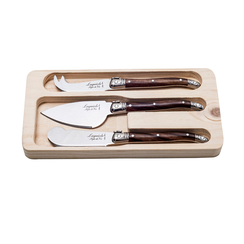 Set 3 coltelli formaggio "Premium Line - Dark Wood" cm 5,5/6/6,7